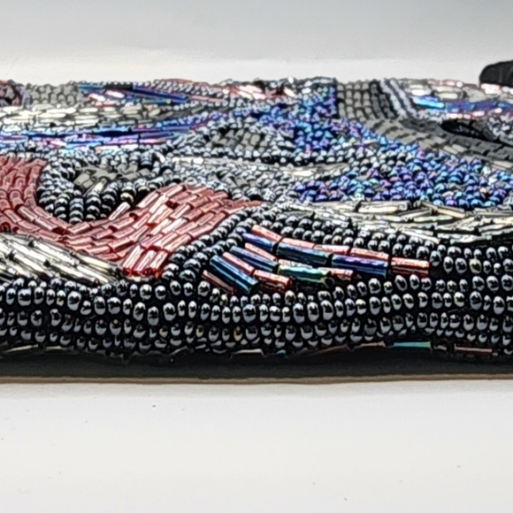 Roaring 1920s Flapper Glass Bead Silk Purse Vintage - Picture 4 of 8